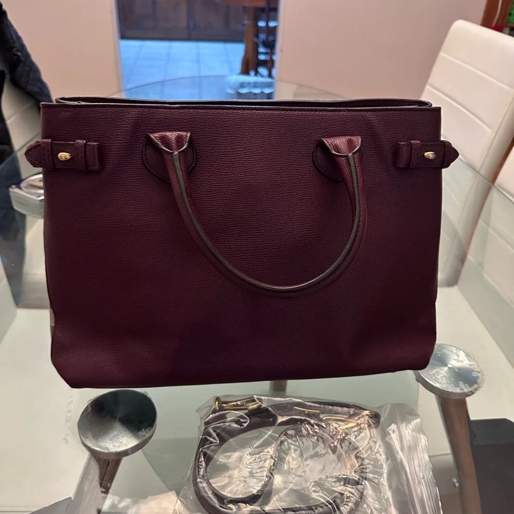 Burberry Deep Red Leather Tote - Picture 12 of 12